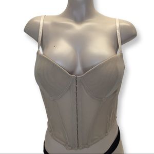 Say What Beige Bustier Padded Cups Crop Top